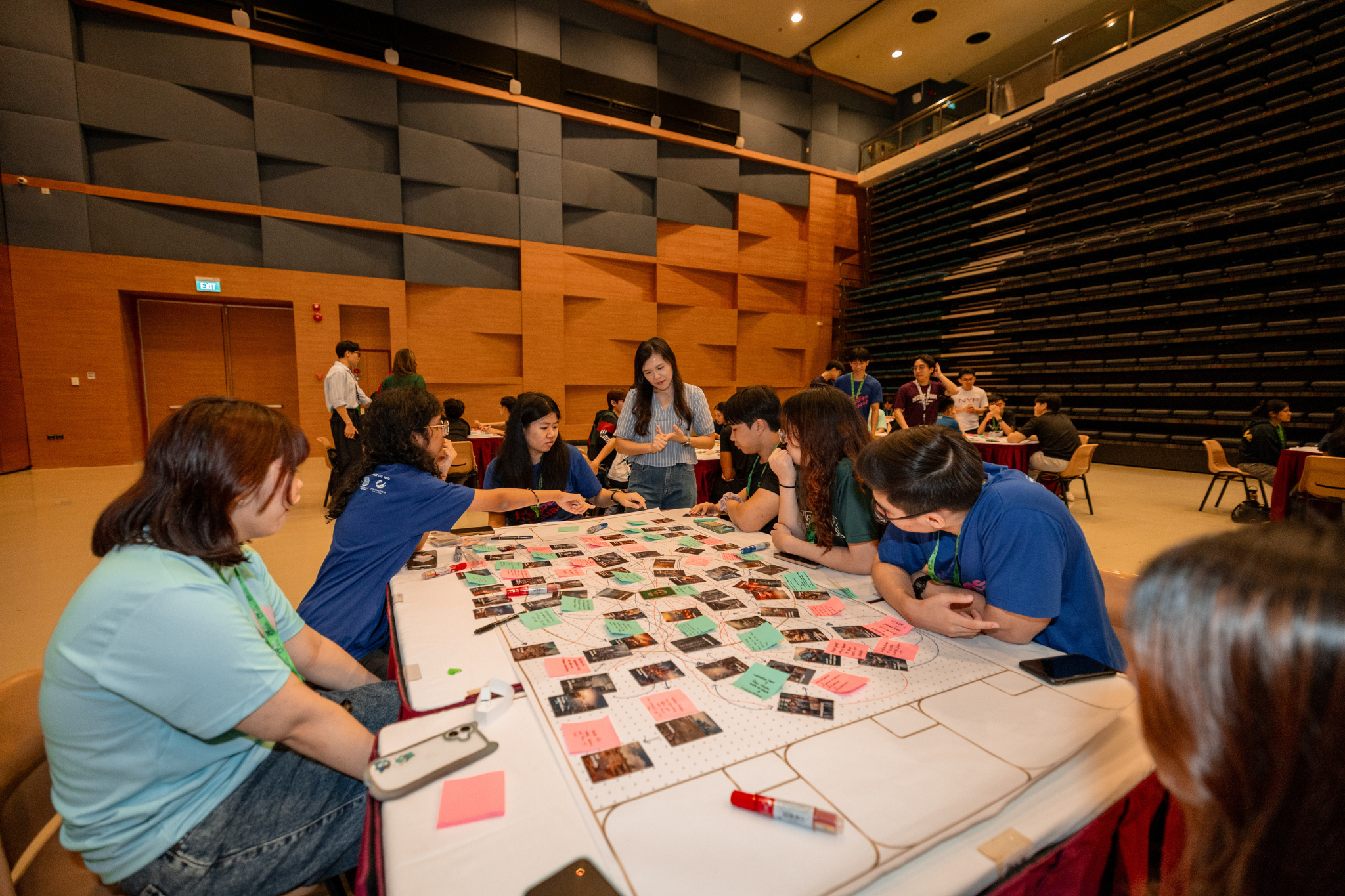 Student delegates discuss and organise activity cards as part of the Guardians of Gaia sub-theme at Polytechnic Forum 2026..